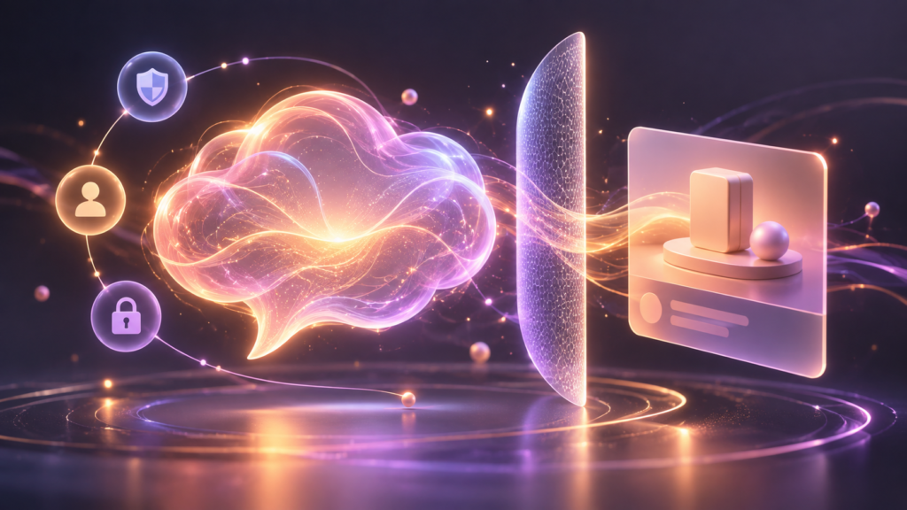 Experiência de inteligência artificial com conteúdo e publicidade claramente separados